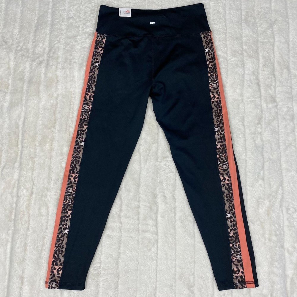 NWT Black Leopard Print & Coral Leggings Large